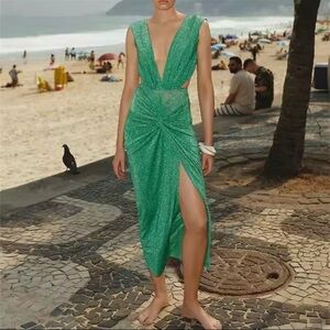 Shimmery Swimsuit & Cover-Up Skirt